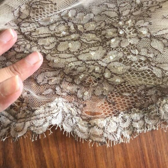 Badgley Mischka beige beaded, black tie, mother of the bride evening gown off th - Picture 12 of 12